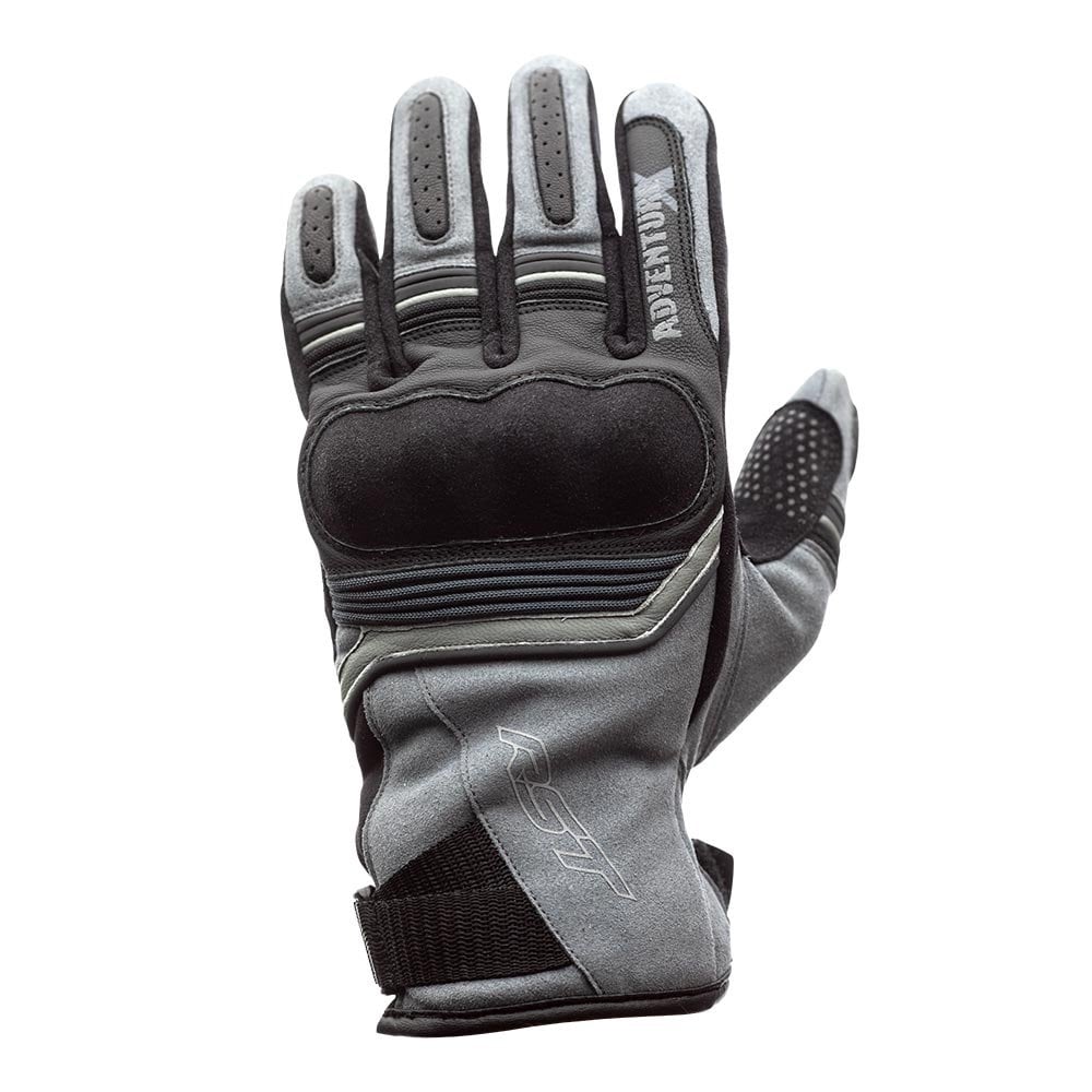 RST Motorcycle Touring Leather Short Glovess - Adventure X CE (Grey / Silver)