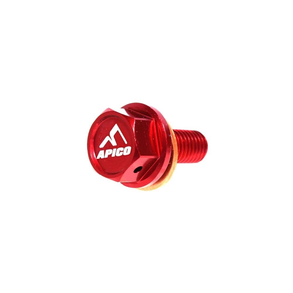Apico - Magnetic Sump Plug w/Washer - M8 x 20mm x 1.5 - CRF250 10-17, CRF450 09-16, RMZ250/450 08-26 - Red