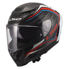 LS2 FF807 Dragon 6k Carbon SUBIC Motorcycle Road Helmet (White/Blue/Red)