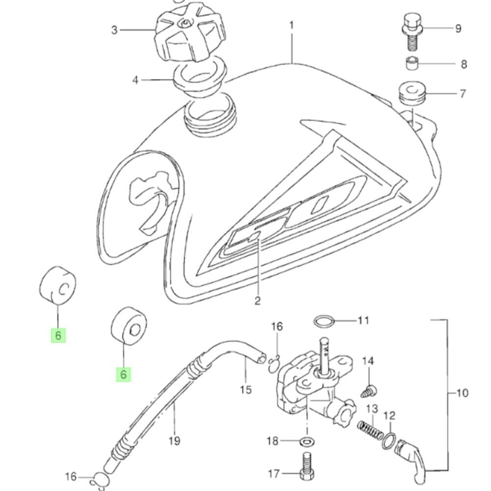 Suzuki Genuine Part - Front Cushion, Fuel Tank (LT50 K1-K2 ATV) - 09329-10005-000