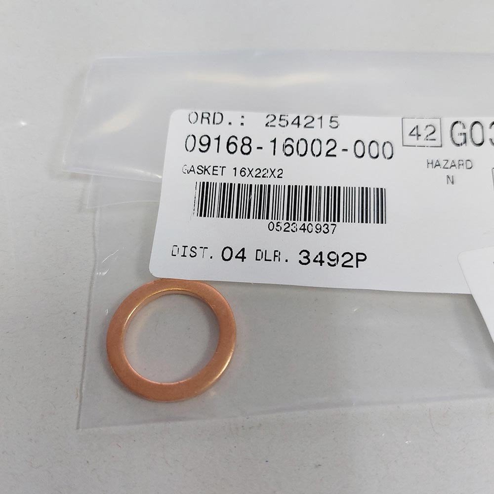 Suzuki Genuine Part - Gasket, Copper 16x22x2 (RM-Z250/450) - 09168-16002-000