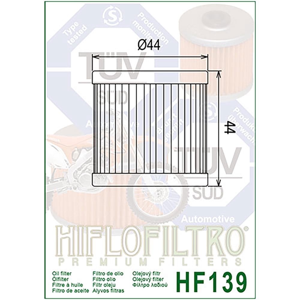HiFlo Oil Filter - HF139 - KLX400 03-05, DRZ400 00-24, ATV LTZ400 03-16, LTR450 06-11