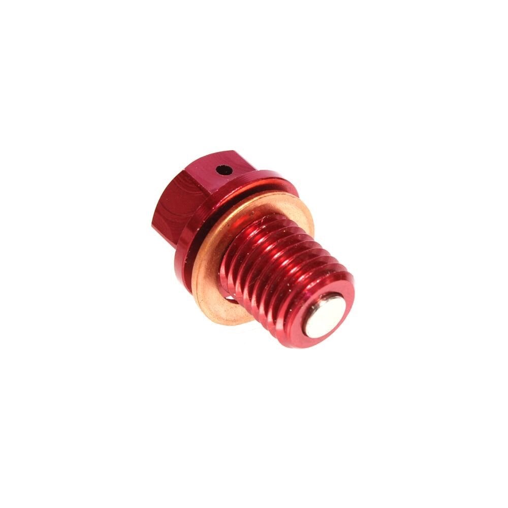 Apico - Magnetic Sump Plug w/Washer - M12 x 15mm x 1.5 - CR85 03-07, CR125/250 83-07, CR500 83-01, CRF250L 12-23, CRF1000L 16-17, XR250 95-07, XR400 96-04, XR600 90-00, XR650 00-06, YZ250 97-26, YZ250X 16-26, WR250R/X 07-18 - Red