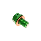 Apico - Magnetic Sump Plug w/Washer - M10 x 15mm x 1.5 - KX65 00-26, KX85/100/112 01-26, KX125/250 96-08, KXF250 04-20, KXF450 16-18 - Green