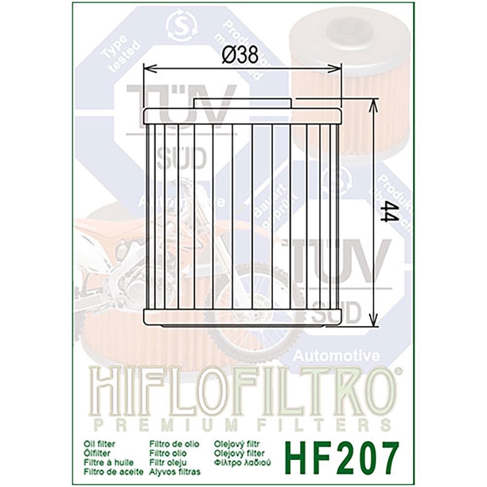 HiFlo Oil Filter - HF207 - KXF250 04-26, KXF450 16-26, KXF250/450XC 21-26, RMZ250 04-26, RMZ450 05-26, RMX450 10-19 - 16510-35G00-000