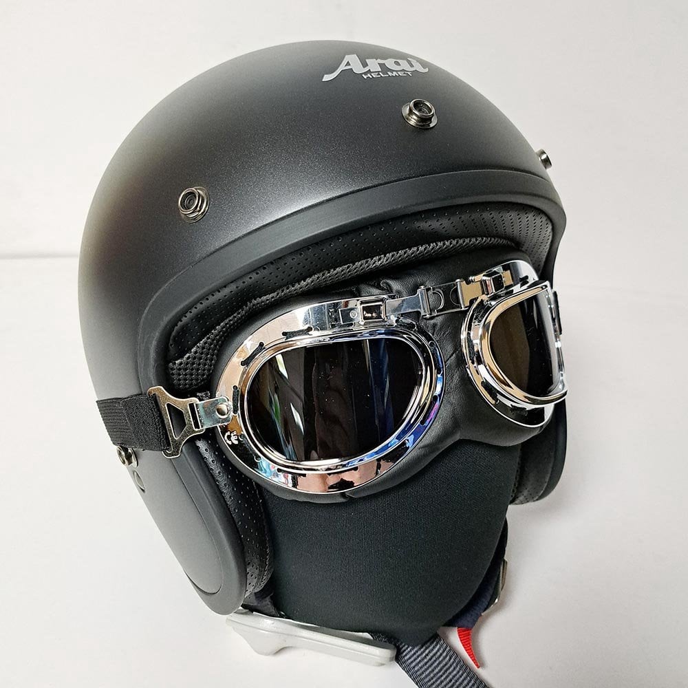 Bikers World (Goggles) Classic/Vintage Leather Version (Silver/Black)