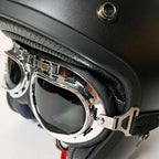 Bikers World (Goggles) Classic/Vintage Leather Version (Silver/Black)