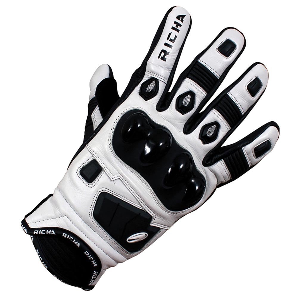 Richa Rock Leather Short Gloves (White/Black)