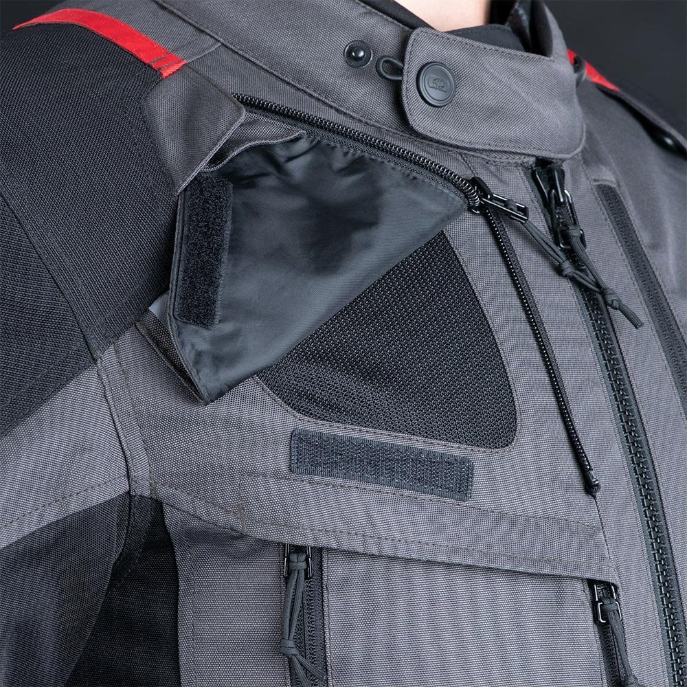 Oxford (SALE) Motorcycle Textile Jacket - Rockland Mens (Charcoal/Black/Red)