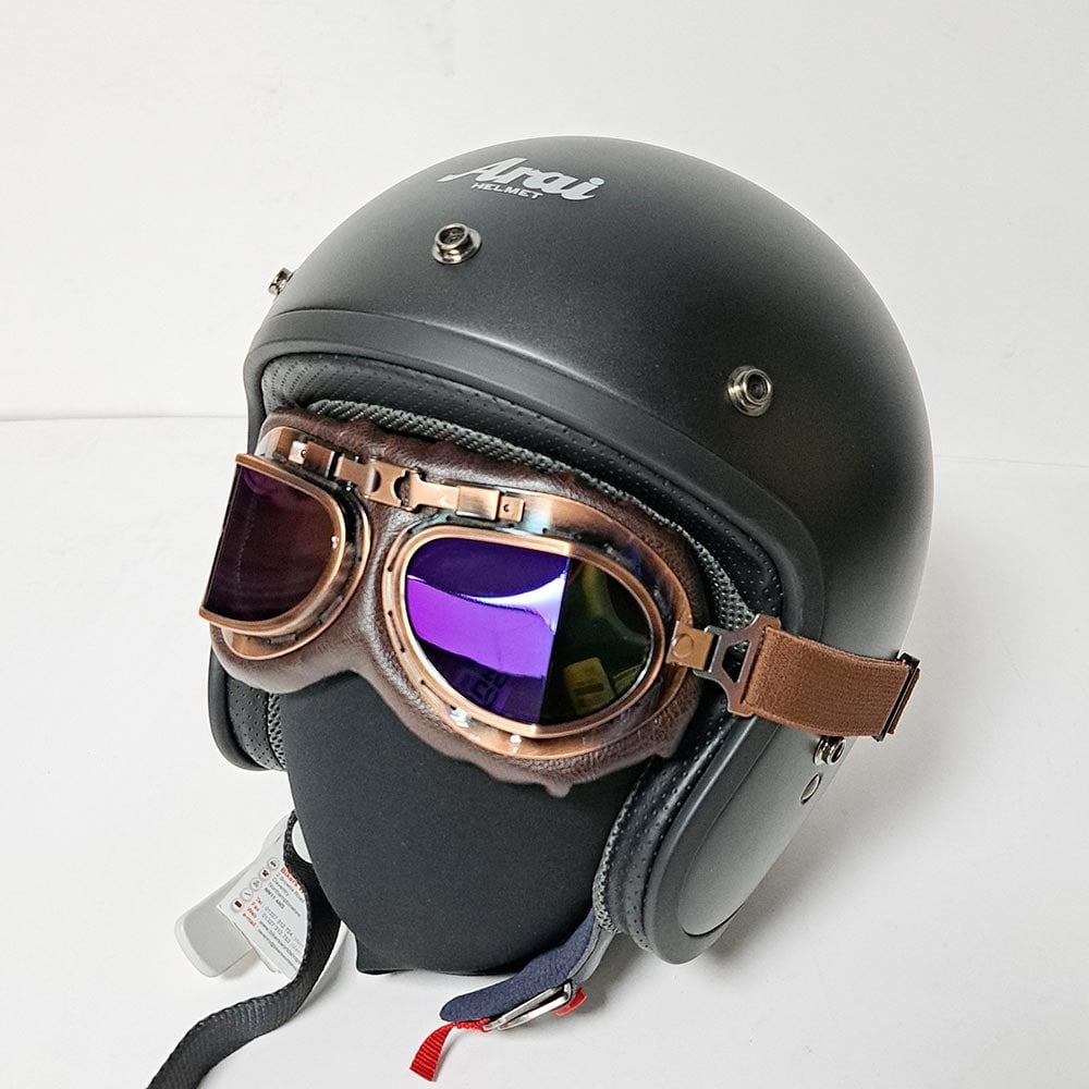 Bikers World (Goggles) Classic/Vintage Aviator Leather Version (Bronze/Brown)