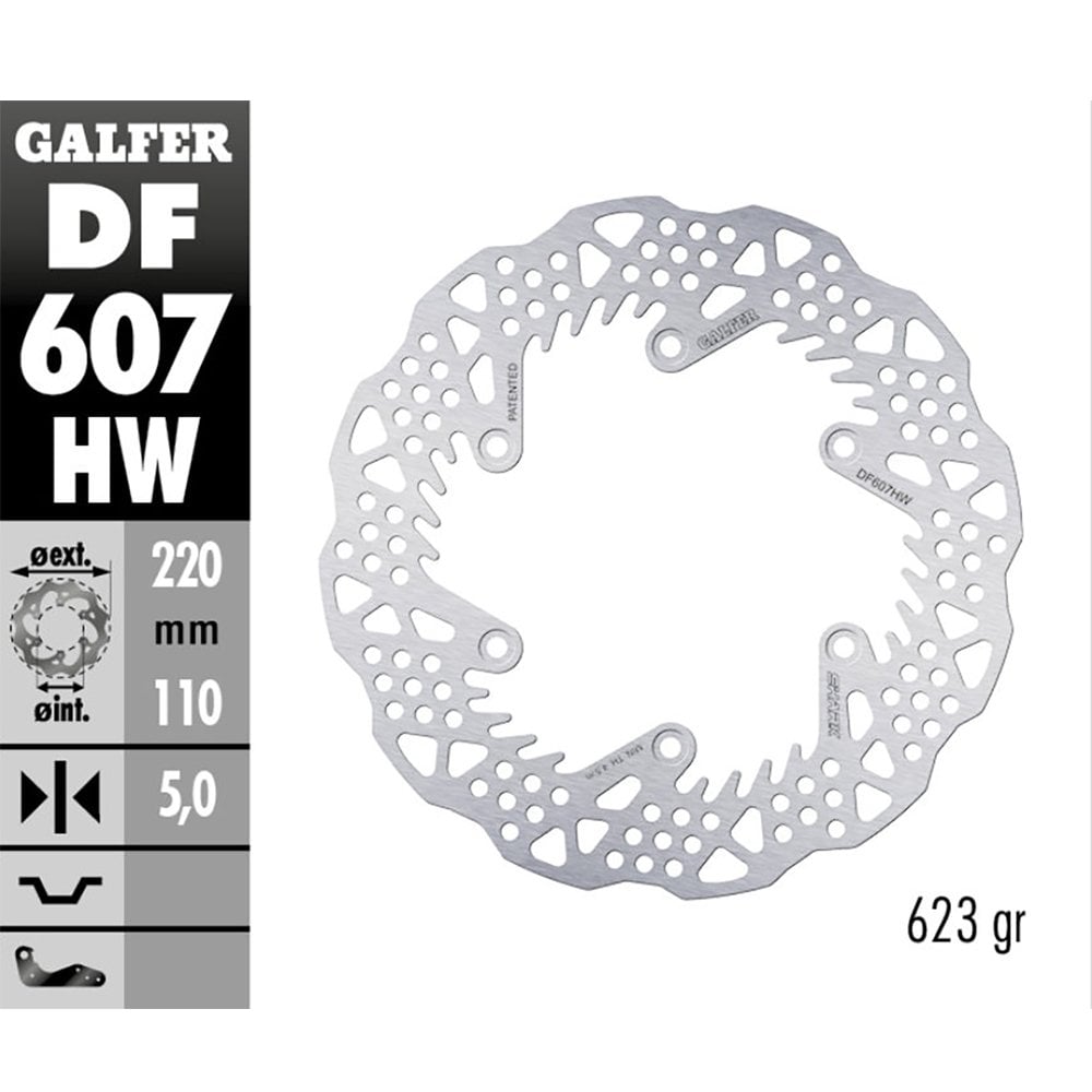 Galfer - Brake Disc (Rear) - SHARK - KTM SX85 21-26, SX/SXF 125-625 96-26, EXC/EXCF 125-625 98-26, Husqvarna TC85 21-26, TC/FC 125-450 14-26, TE/FE 125-450 14-26, Gas Gas MC85 21-26, 125-500 21-26, Husaberg FE/FC/FS/TE 125-650 99-14