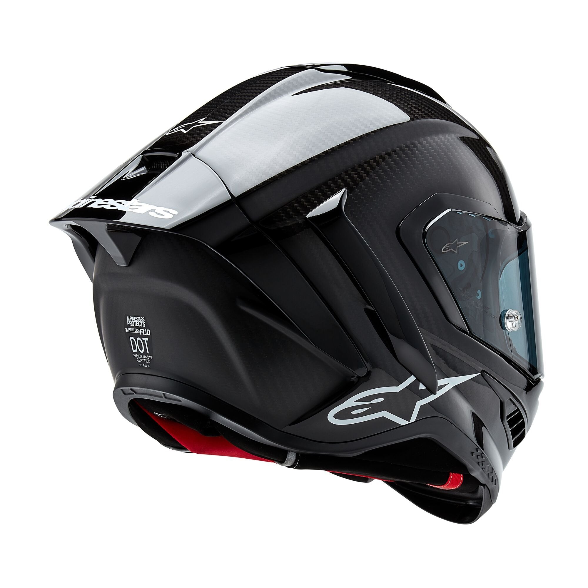Alpinestars Motorcycle Road Race Helmet - Supertech S-R10 Solid (Black Carbon Matt / Gloss)