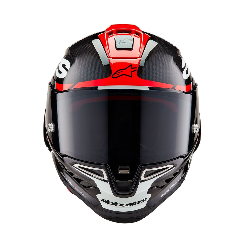 Alpinestars Motorcycle Race Helmet - Supertech S-R10 ELEMENT (Black Carbon/Bright Red/White Gloss)