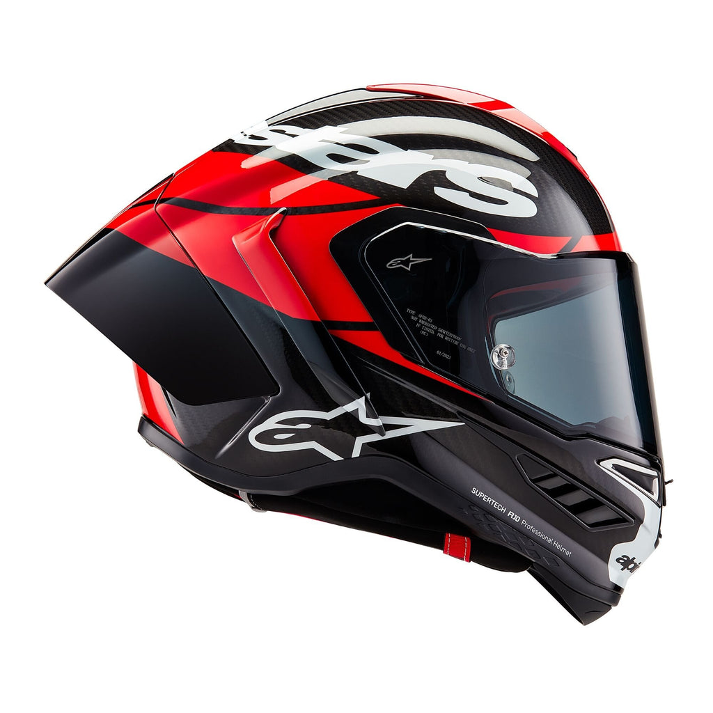 Alpinestars Motorcycle Race Helmet - Supertech S-R10 ELEMENT (Black Carbon/Bright Red/White Gloss)
