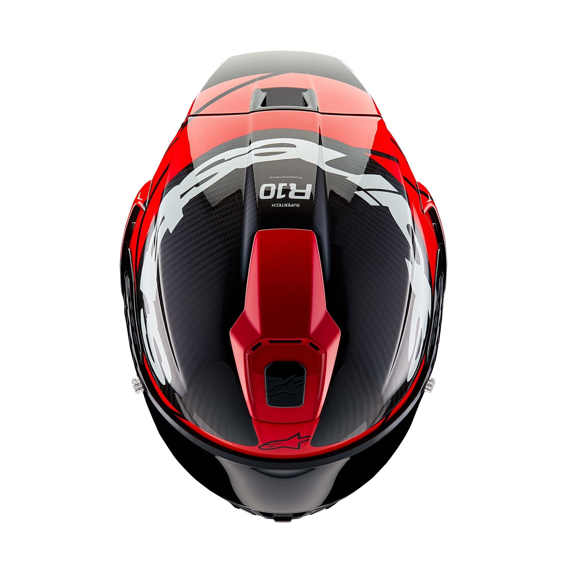 Alpinestars Motorcycle Race Helmet - Supertech S-R10 ELEMENT (Black Carbon/Bright Red/White Gloss)
