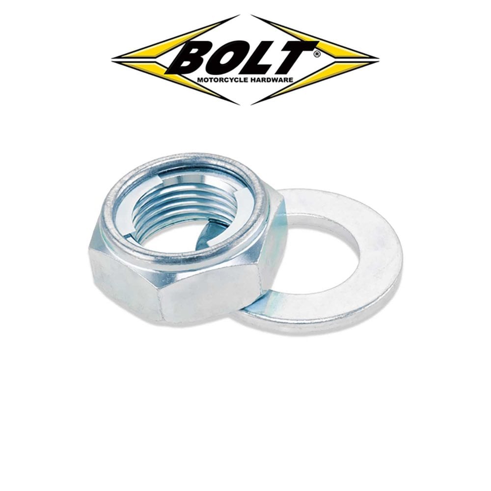 Bolt Hardware - Rear Axle Nut & Washer - 20mm - KX125/250 85-92, KX500 85-04, YZ125/250 00-26, YZF250 01-08, YZF400 99-00, YZF426 01-02, YZF450 03-08, WRF250 01-24, WRF400 99-00, WRF426 00-02, WRF450 03-23, YZF250X 15-24, YZF450X 16-23