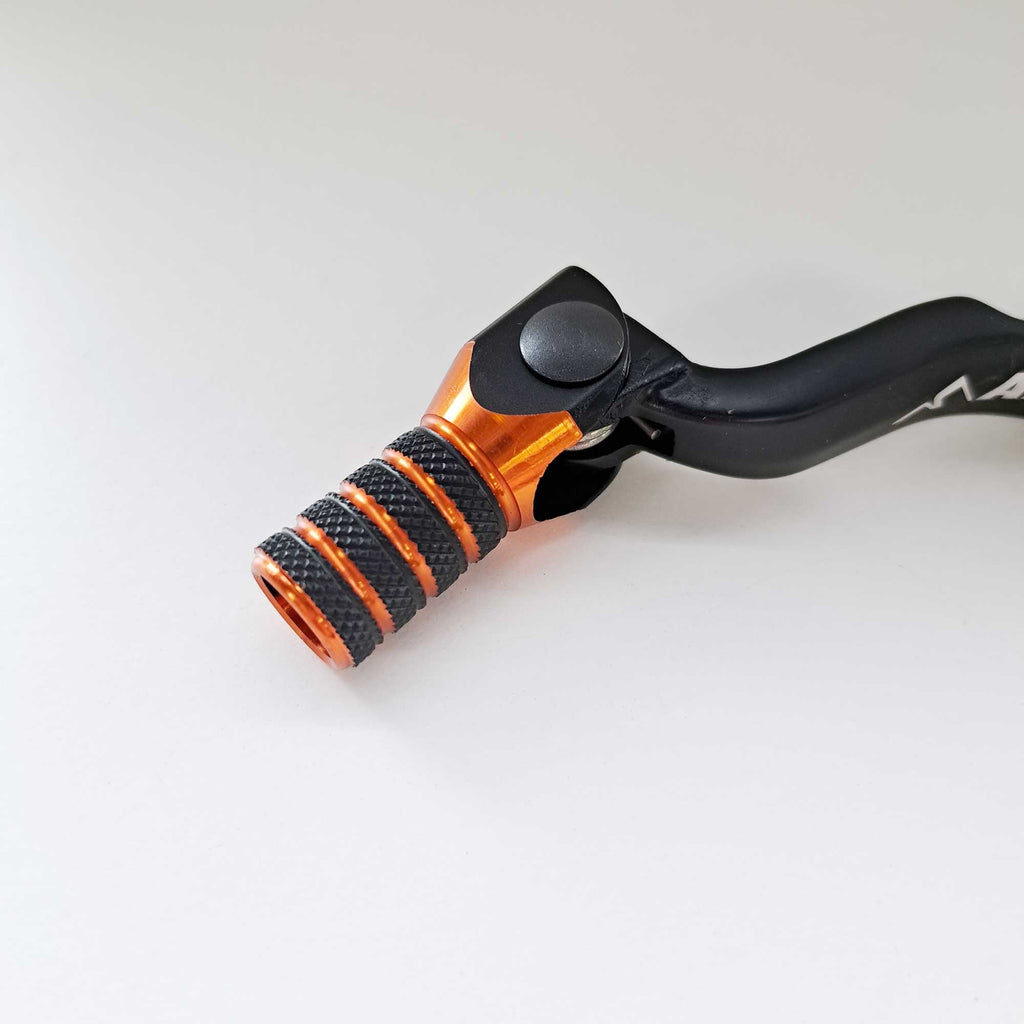 Apico - Gear Lever - Elite - KTM SX85 18-27, SX125/150 17-22, EXC150 17-23, XC-W125/150 17-22, Husqvarna TC85 18-27, TC125 17-22, TE150 17-23, TX125 17-23, Gas Gas MC85 21-27, MC125 21-23 - Black w/Orange
