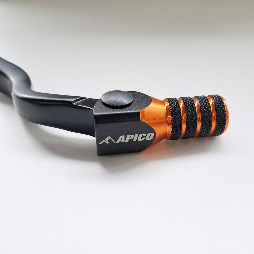 Apico - Gear Lever - Elite - KTM SX125 98-00, SX250 94-16, SX300 95-96, SX360 96-97, SXF250 05-10, EXC125/200 98-00, EXC250/300 94-16, EXC360 96-97, EXCF250 06-10, Husqvarna TC250 14-16, TE250/300 14-16, Husaberg TE250/300 11-14 - Black w/Orange