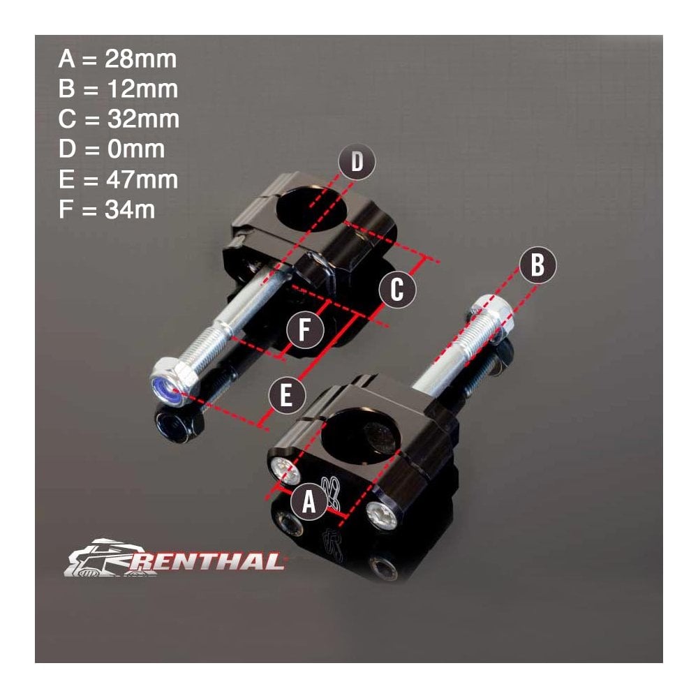 Renthal - Bar Mounts - Fat Bar/28.6mm - 5mm Offset - YZ125 14-26, YZ250 10-26