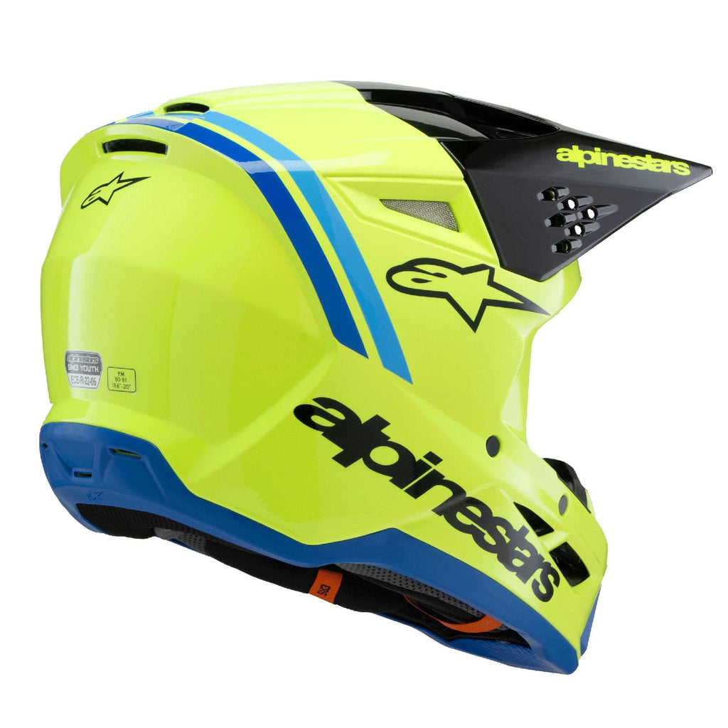 Alpinestars (MX26) Youth Helmet - S-M3 Radium ECE06 (Yellow Fluo/Black/Blue Gloss)