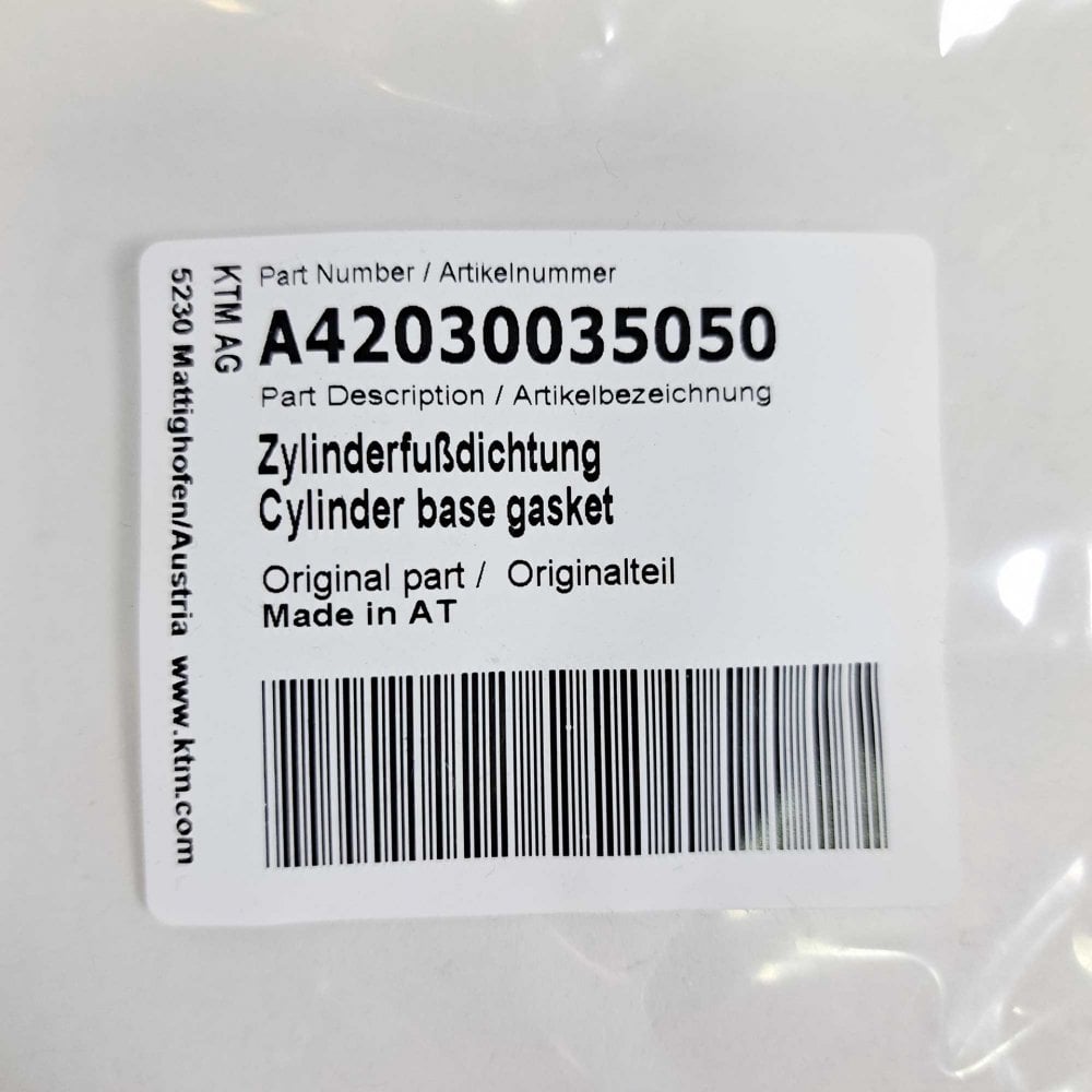 KTM Genuine Part - Gasket, Cylinder Base (SX125 23-24) - KA42030035050