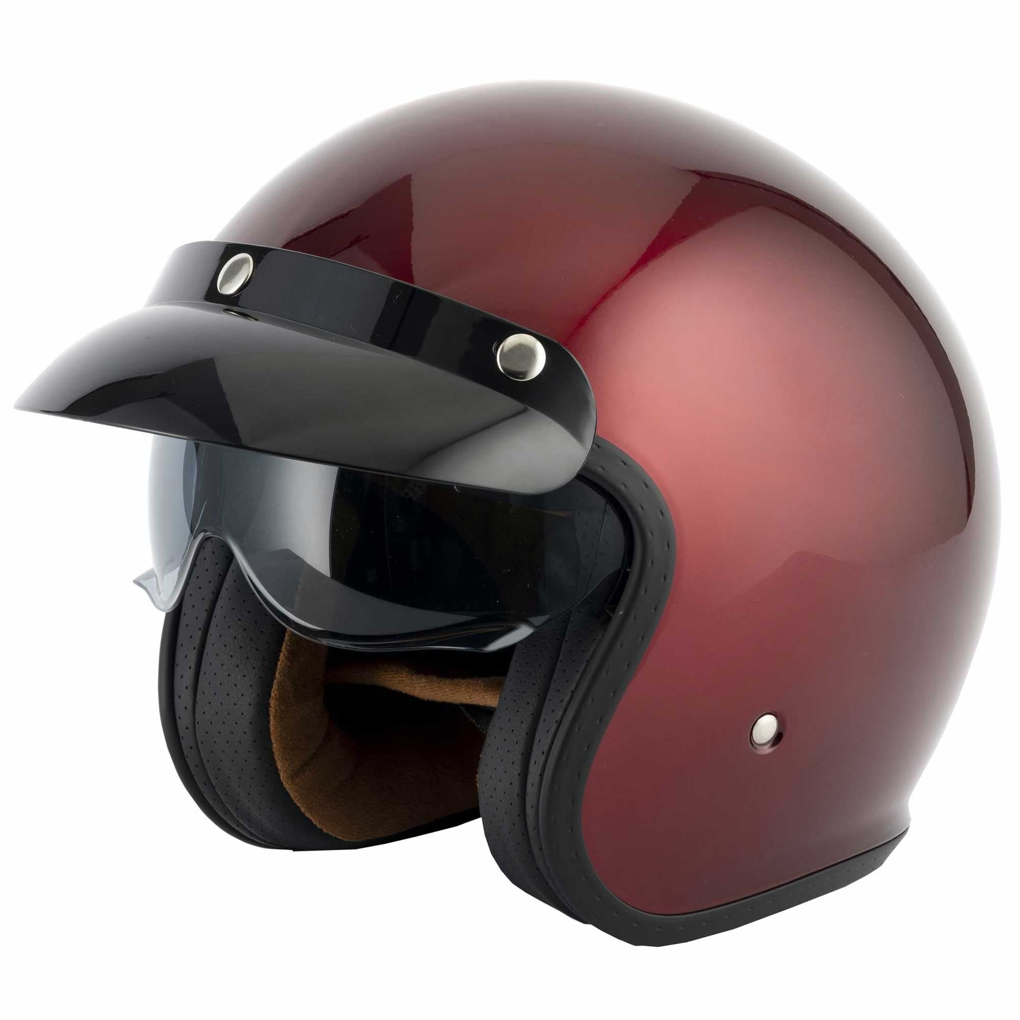Vcan (2025) Helmet - H589 **With Peak** (Burgundy Gloss)