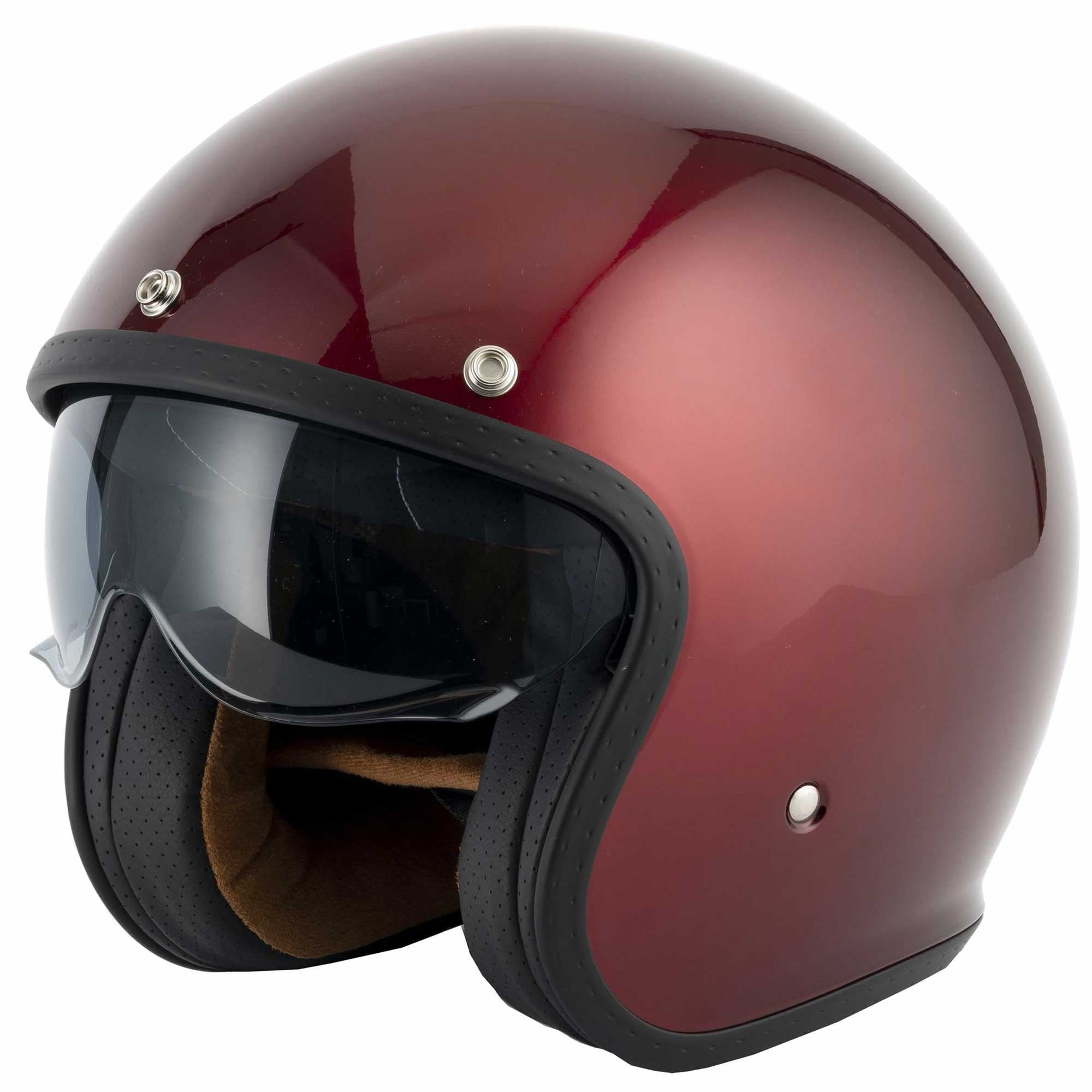 Vcan (2025) Helmet - H589 **With Peak** (Burgundy Gloss)