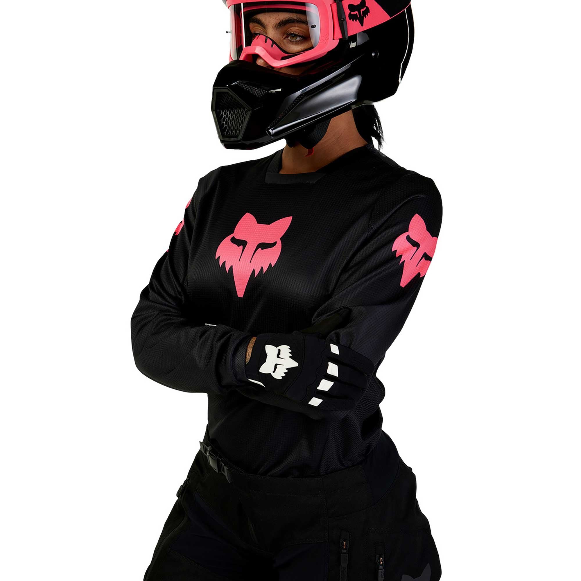 FOX Racing Womens MX Jersey - BLACKOUT (Black/Black)