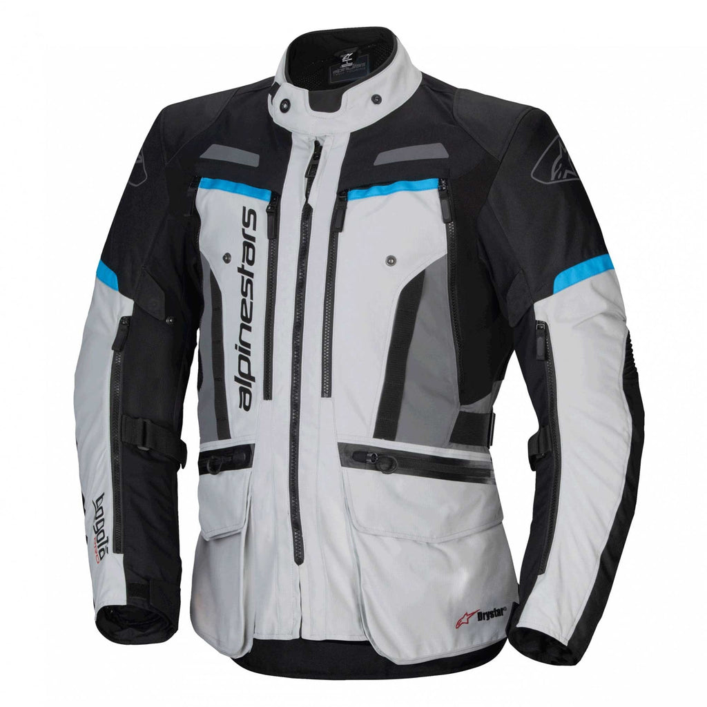 Alpinestars Bogota Pro Drystar Motorcycle Adventure | Touring Textile Jacket (Ice Grey/Black/Cyan)
