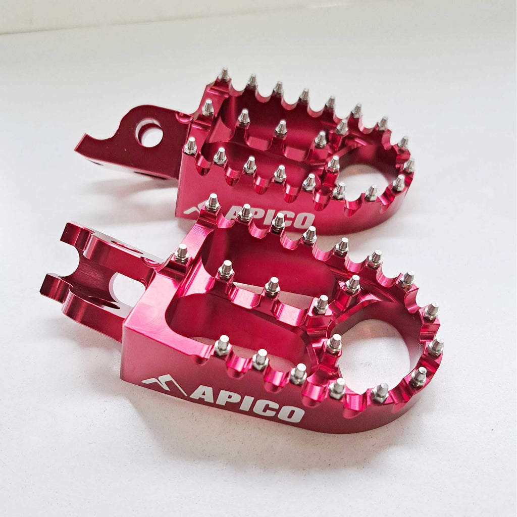 Apico - Foot Pegs - X-Treme - CRF150 07-26, CR125/250 02-07, CRF250 R/X/RX/L 04-26, CRF450 02-26 R/X/RX/L, CRF250L 13-21, CRF300L 21-25, CRF1000L 18-26 - Red