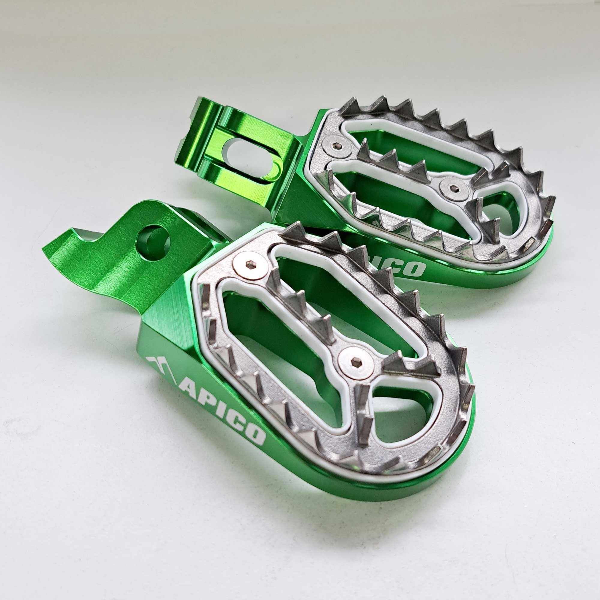 Apico - Foot Pegs - Pro-Bite - KXF250 06-26, KXF450 07-26, KXF250/450XC 21-26 - Green