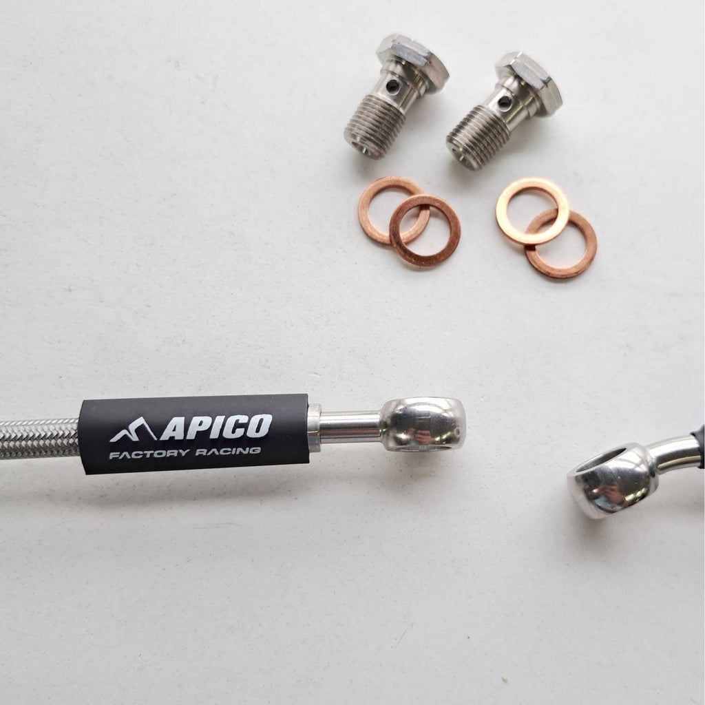 Apico - Brake Hose - Front - Gas Gas MC 125-300 24-26, MCF 250-450 24-26, EC250/300 21-26, ECF 250/350 21-26, ECF450/500 24-26, , EX250/300 24-26, EXF 250-450 24-26, Husqvarna TE 150-300 22-24, FE 250-501 22-24
