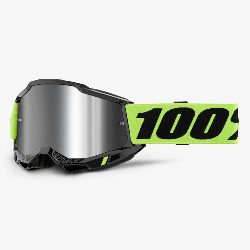 100% MX | MTB Goggles - Accuri-2 (BLACK/FLUO YELLOW) Silver Iridium Lens