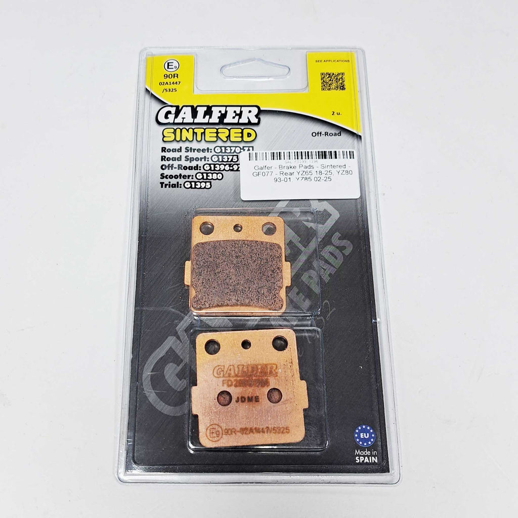 Galfer - Brake Pads - Sintered - GF007 - Rear YZ65 18-26, YZ80 93-01, YZ85 02-26