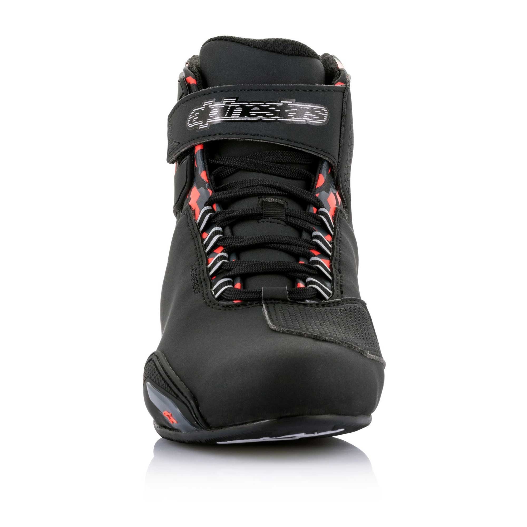 Alpinestars Sektor Waterproof Motorcycle Riding Shoes (Black/Dark Grey/Red Fluo)