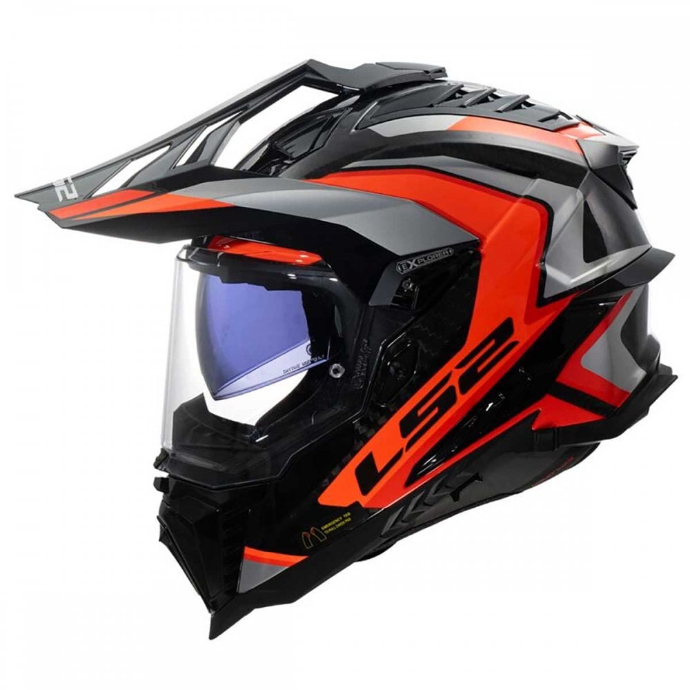 LS2 Motorcycle Adventure Helmet - MX701 C Explorer Carbon (2206) Frontier II (Orange/Black/Grey)