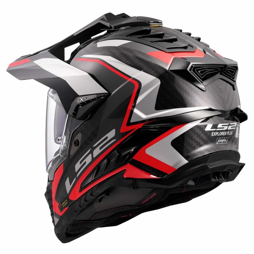 LS2 MX701 Explorer Carbon Frontier II Adventure Helmet (Black/Grey/Red)