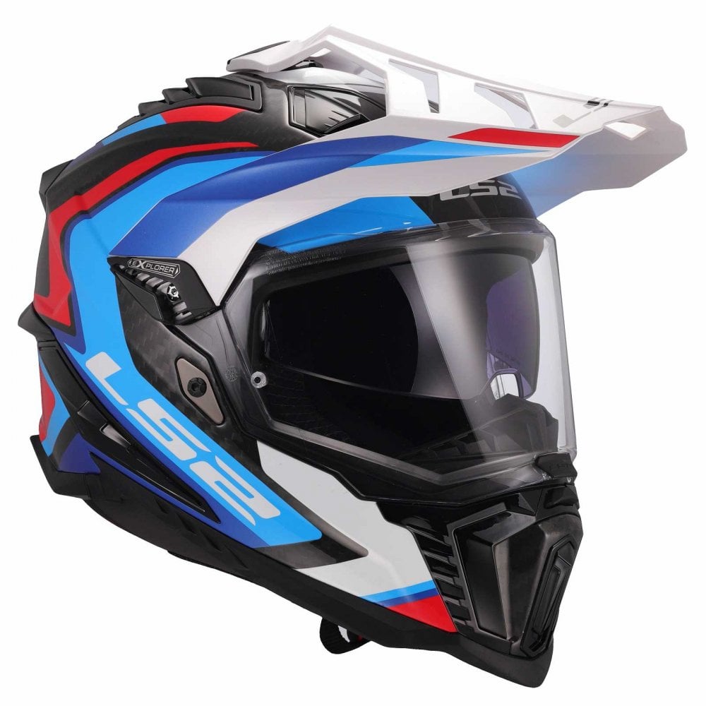 LS2 Motorcycle Adventure Helmet - MX701 C Explorer Carbon (2206) Frontier II (Black/Blue/Red/White)