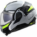 LS2 Motorcycle Touring Flip Over Helmet - FF910 Advant 2 - Triple (Light Grey/High-Vis Yellow)