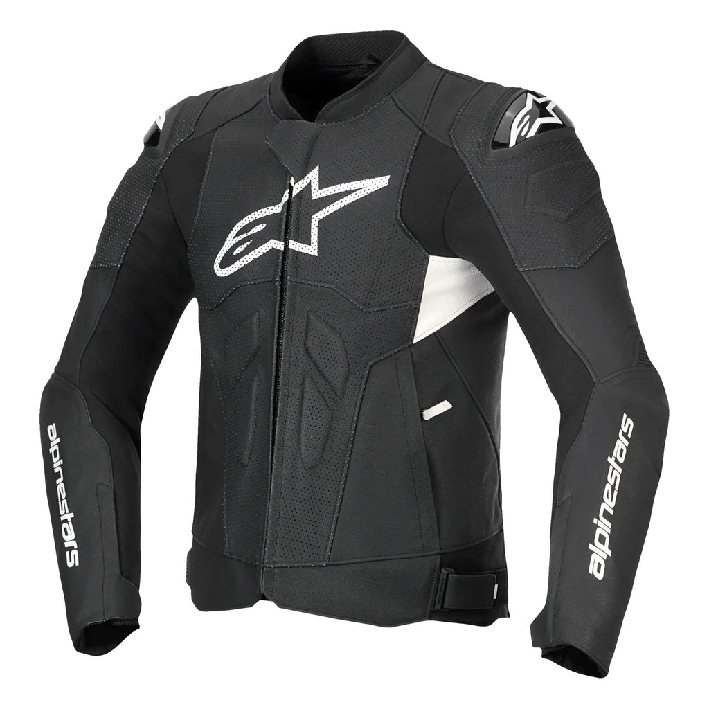 Alpinestars DUSK Airflow Motorcycle Leather Jacket (Black/White)