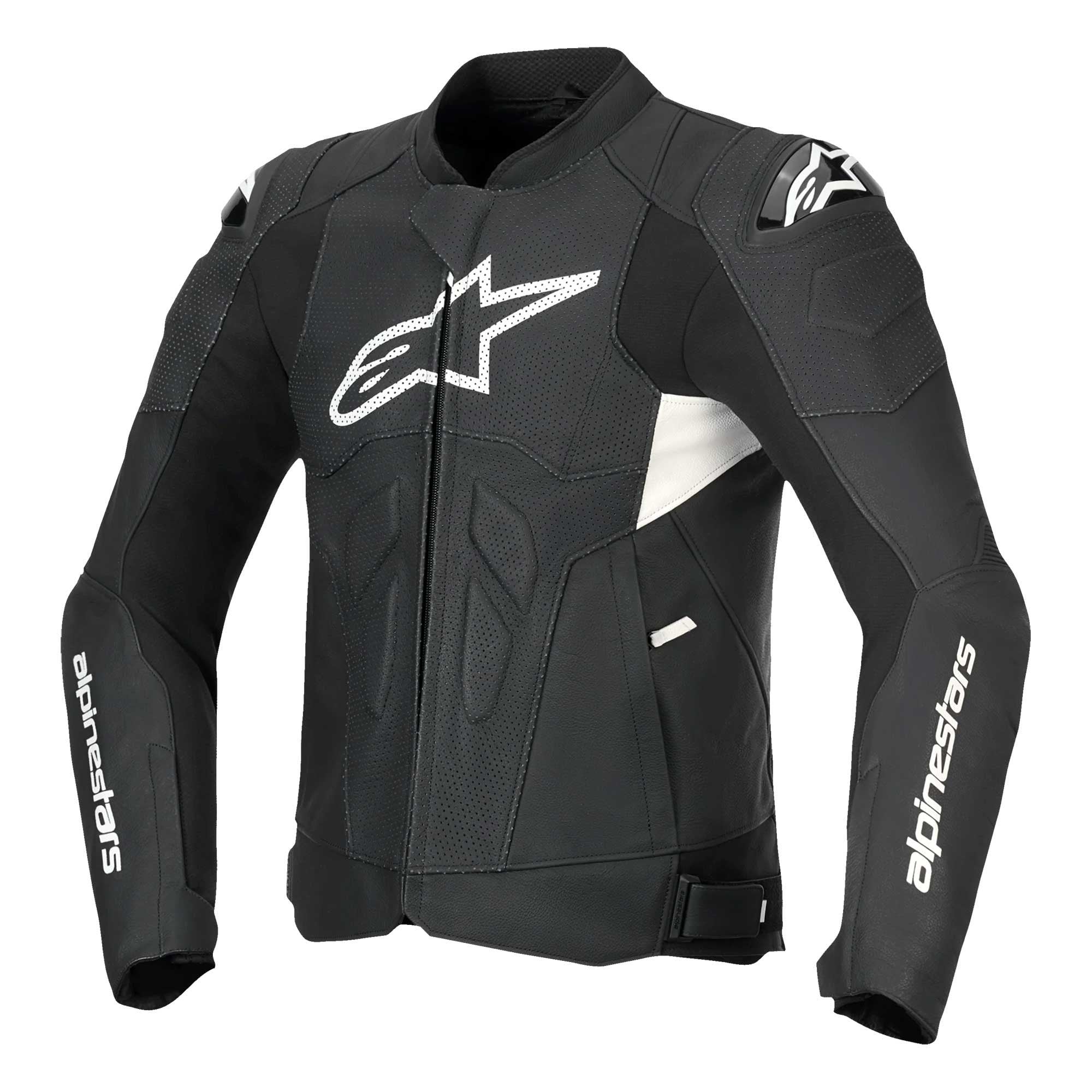 Alpinestars DUSK Airflow Motorcycle Leather Jacket (Black/White)