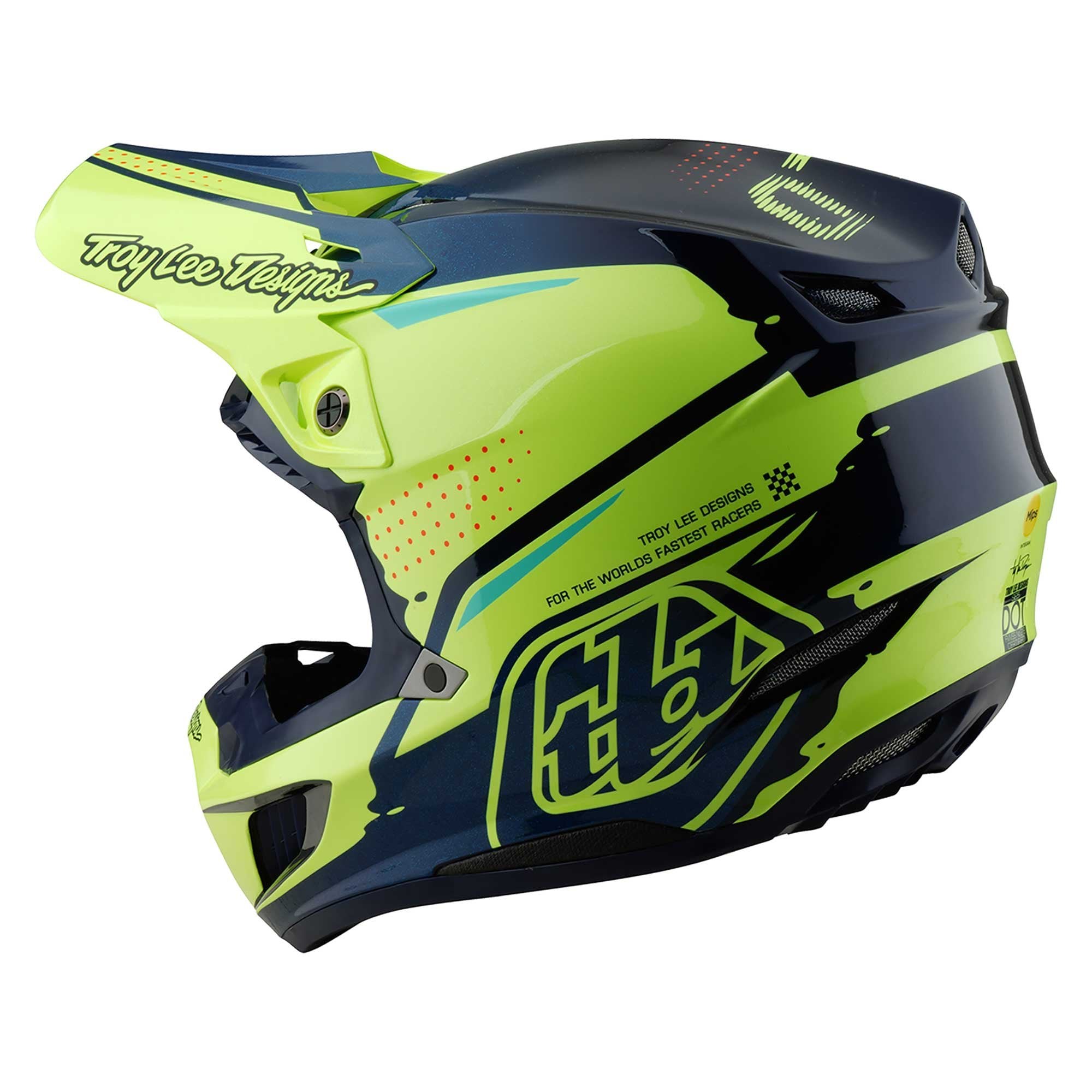 Troy Lee Motocross Helmet - SE5 Composite MIPS Integra - Drip (Fluo Yellow/Blue)