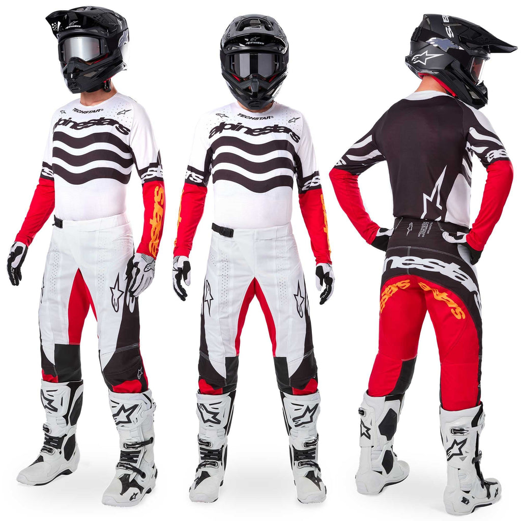 Alpinestars MX Jersey & Pant Kit - Techstar DEEP Limited Edition (Black/White/HighRed)