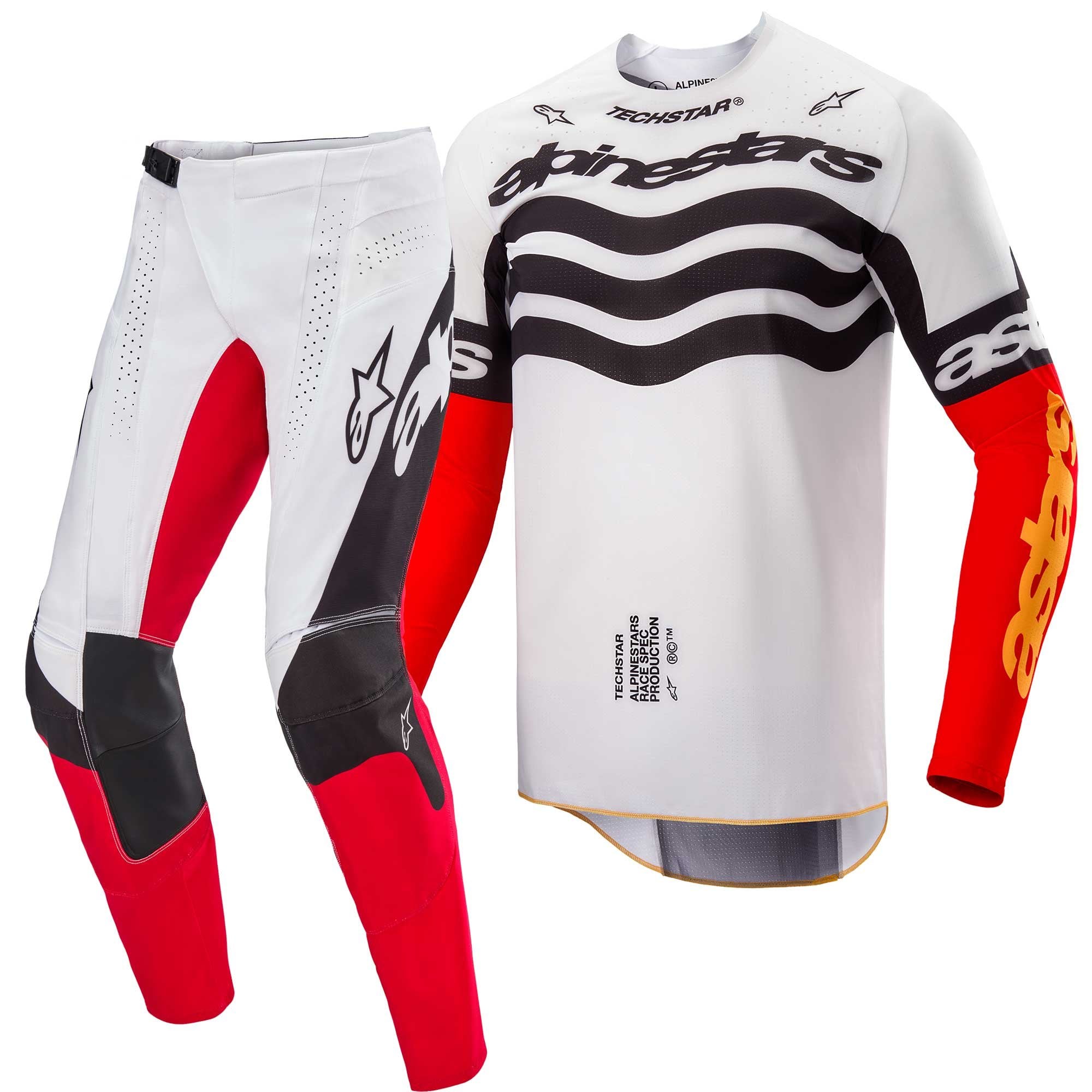 Alpinestars MX Jersey & Pant Kit - Techstar DEEP Limited Edition (Black/White/HighRed)