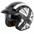 Vcan H589 Open Face Helmet inc Peak (Black Jack)