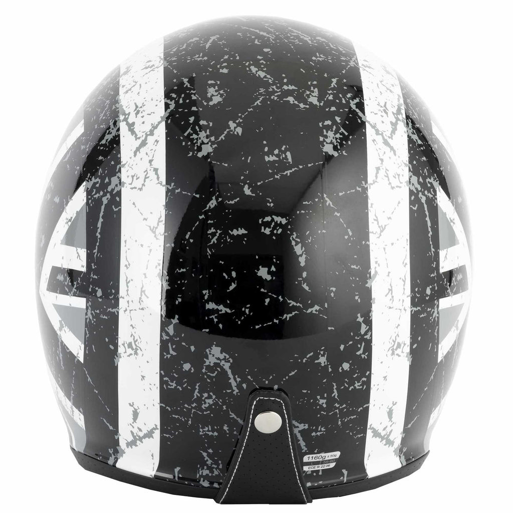 Vcan H589 Open Face Helmet inc Peak (Black Jack)