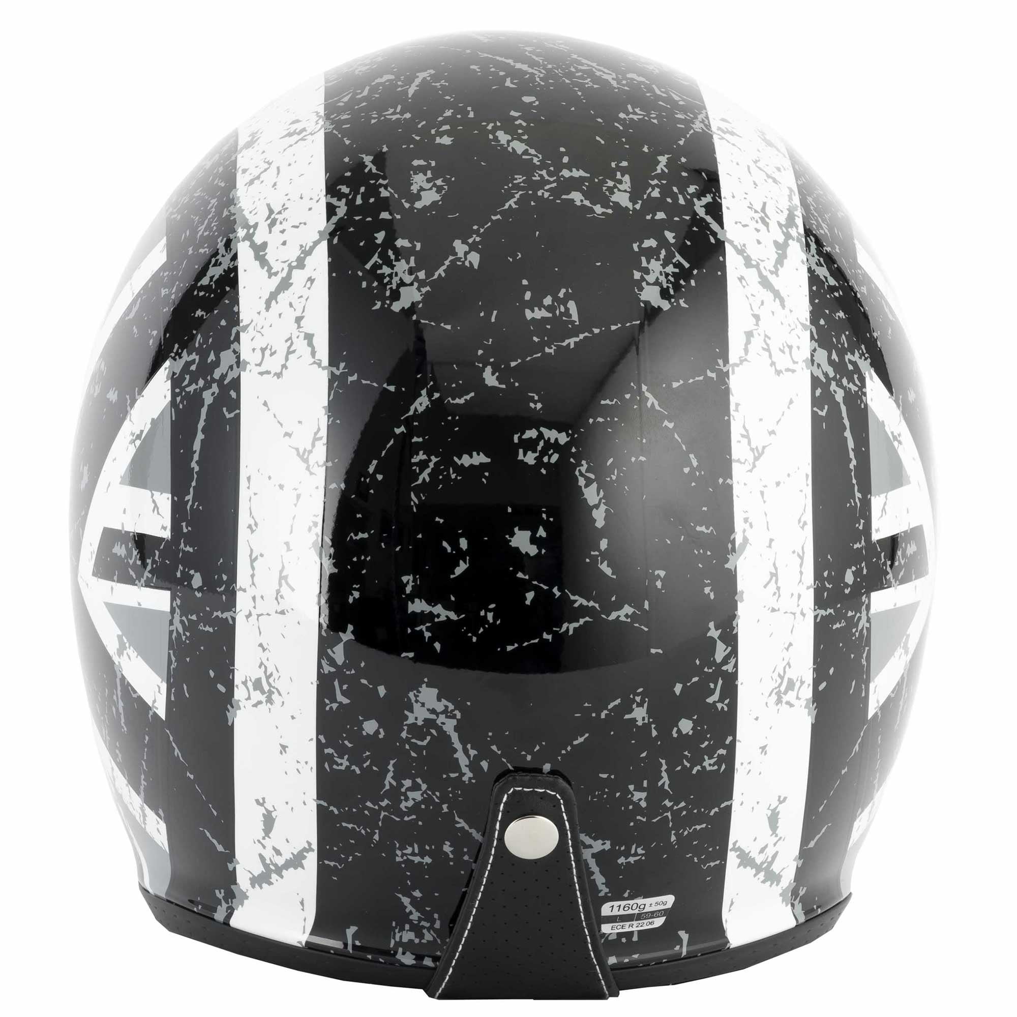Vcan H589 Open Face Helmet inc Peak (Black Jack)