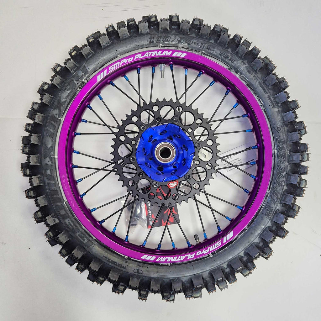 SMPro - Platinum Wheel Set - 21"/19" - KX125/250 06-08, KXF250/450 06-25 - Purple Rim/Blue Hub & Nipples
