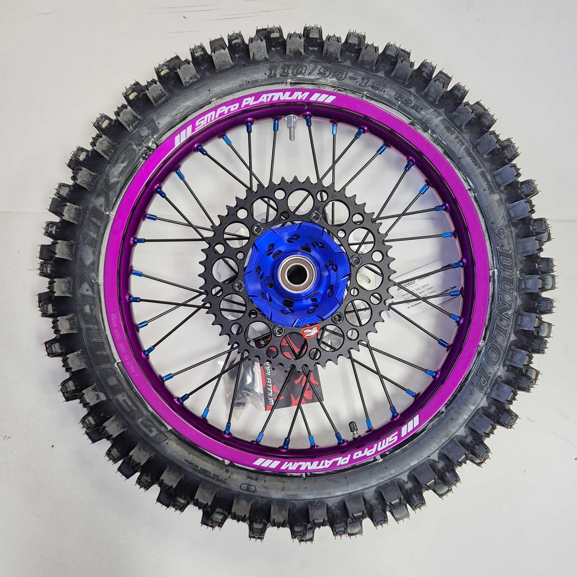 SMPro - Platinum Wheel Set - 21"/19" - KX125/250 06-08, KXF250/450 06-25 - Purple Rim/Blue Hub & Nipples