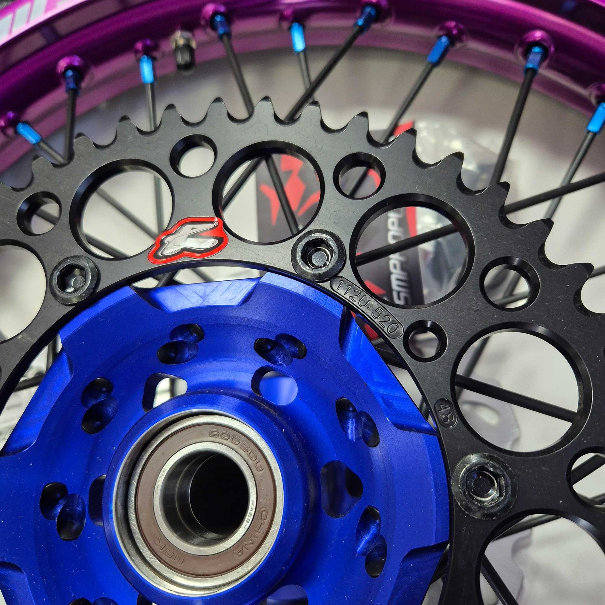 SMPro - Platinum Wheel Set - 21"/19" - KX125/250 06-08, KXF250/450 06-25 - Purple Rim/Blue Hub & Nipples